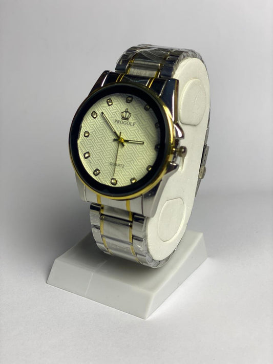 PROGOLF Luxury Two-Tone Gold & Silver Watch