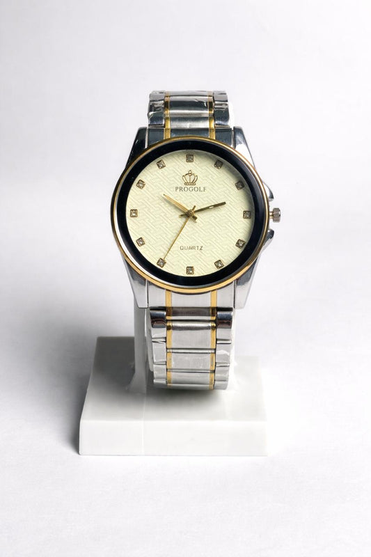 PROGOLF Luxury Two-Tone Gold & Silver Watch